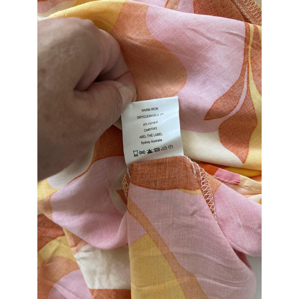 Abel The Label Dress Womens Small Orange Pink Floral Maxi Sundress Tropical - Picture 10 of 11